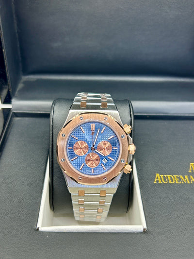 Audemars Piguet Royal Oak Blue Dial Rose Gold Chronograph Watch