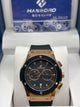 Hanboro Black Dial Gold Case Rubber Strap Watch