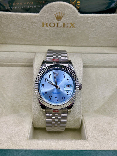 Rolex Datejust Ice Blue Dial Arab Numbers Stainless Steel Watch