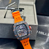 Richard Mille Grey Case Orange Strap Skeleton Watch