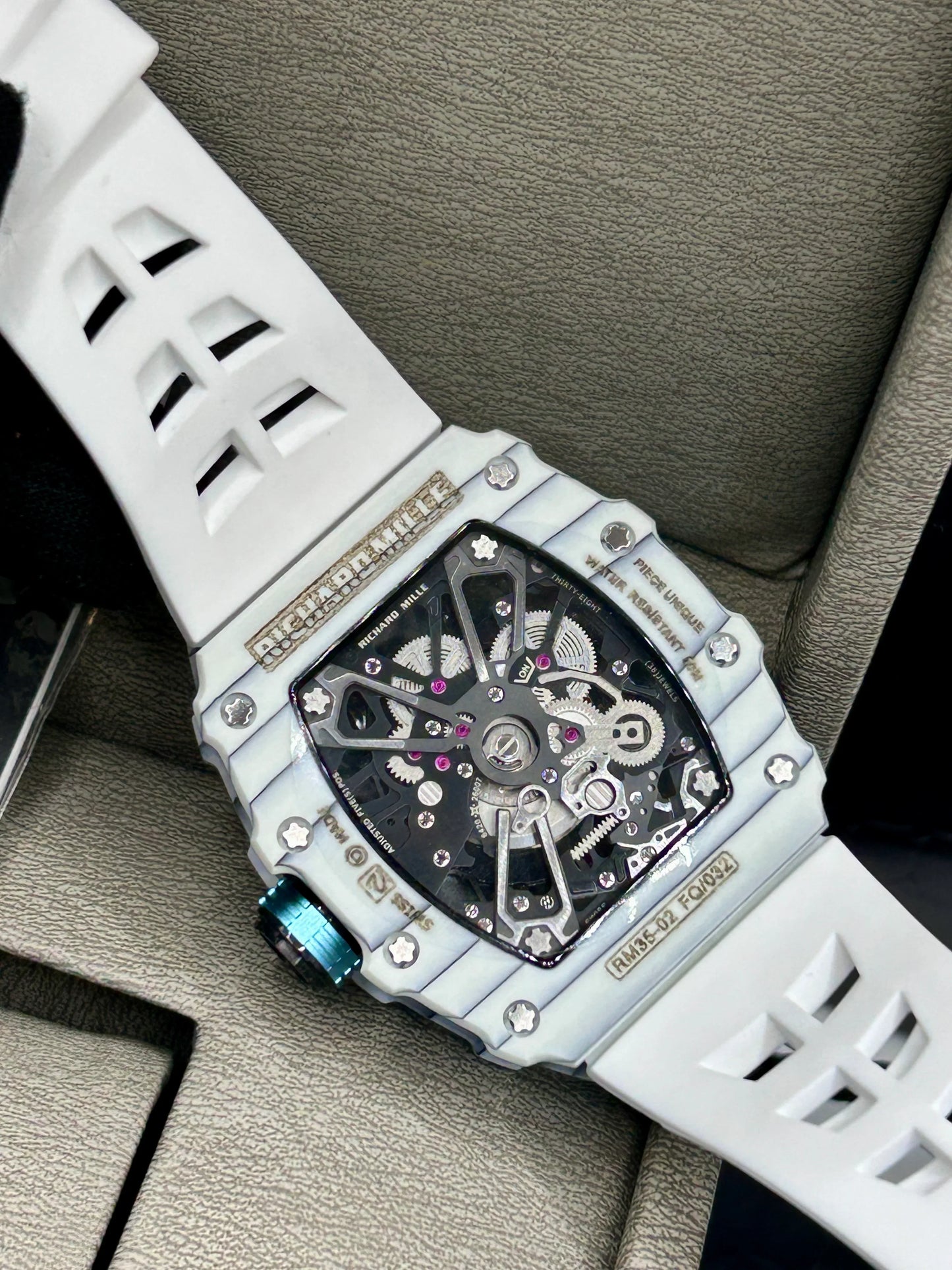 Richard Mille White Strap Skeleton Watch