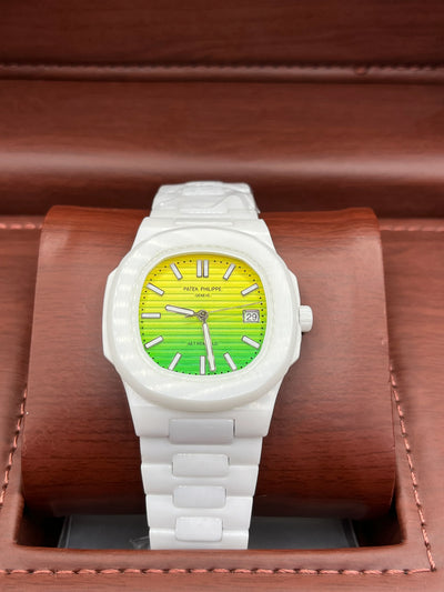 Patek Philippe Aquanaut Yellow Dial White Watch