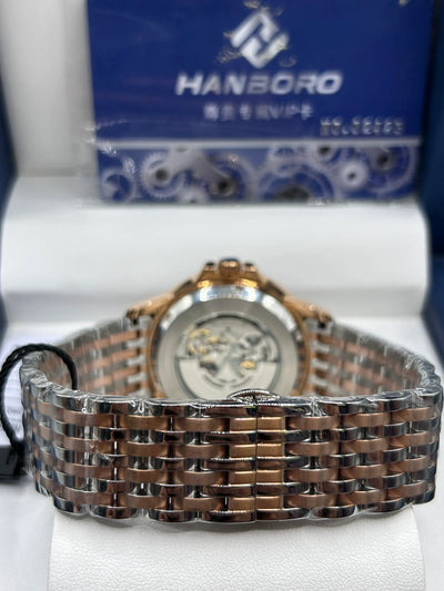Hanboro Two Tone Black Dial Automatic Watch