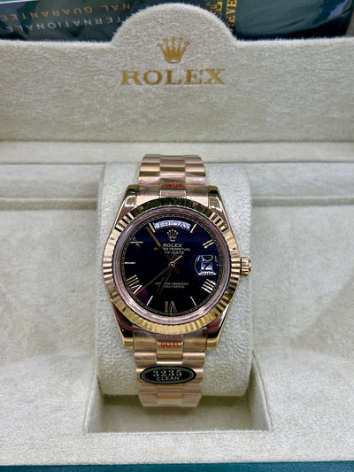 Rolex Datejust Rose Gold Black Dial Watch