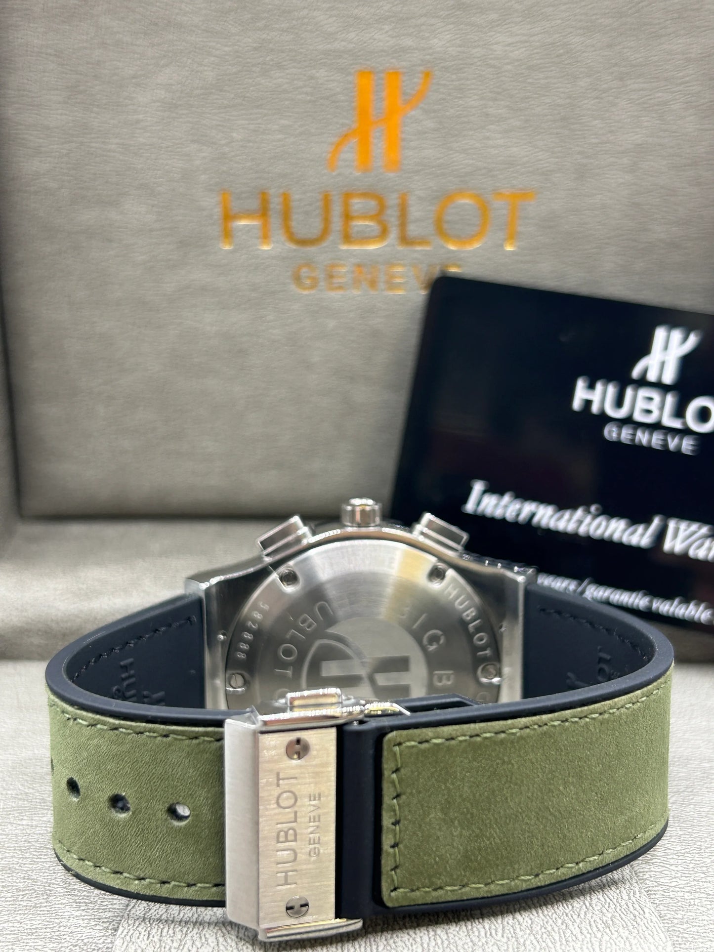 Hublot Big Bang Grey Dial Green Strap Watch