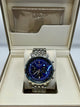 Breitling Blue Sunburst Dial Stainless Steel Watch