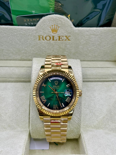 Rolex Datejust Gold Green Dial Watch