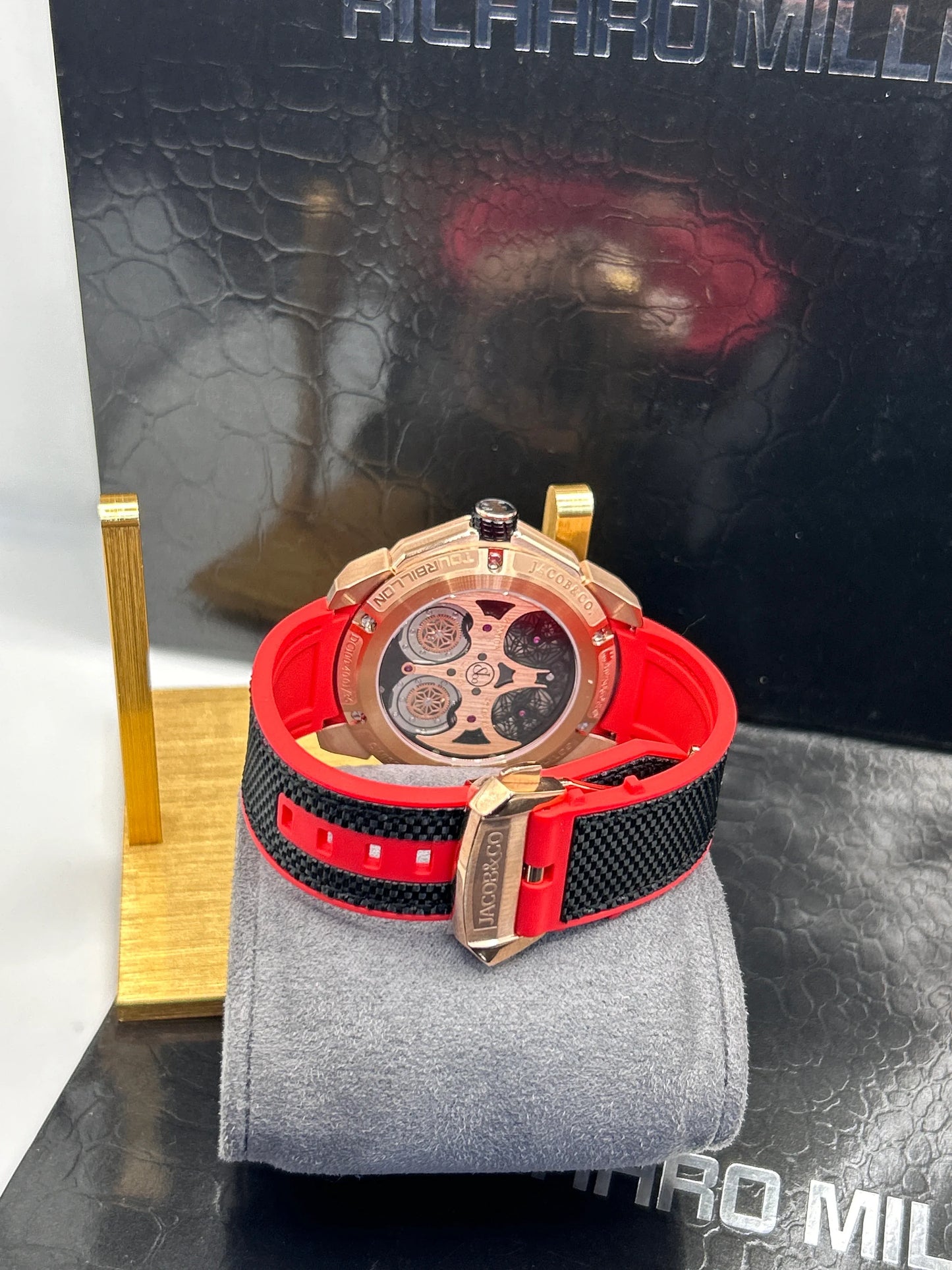 Jacob & Co Black Dial Black Strap Chronograph Watch