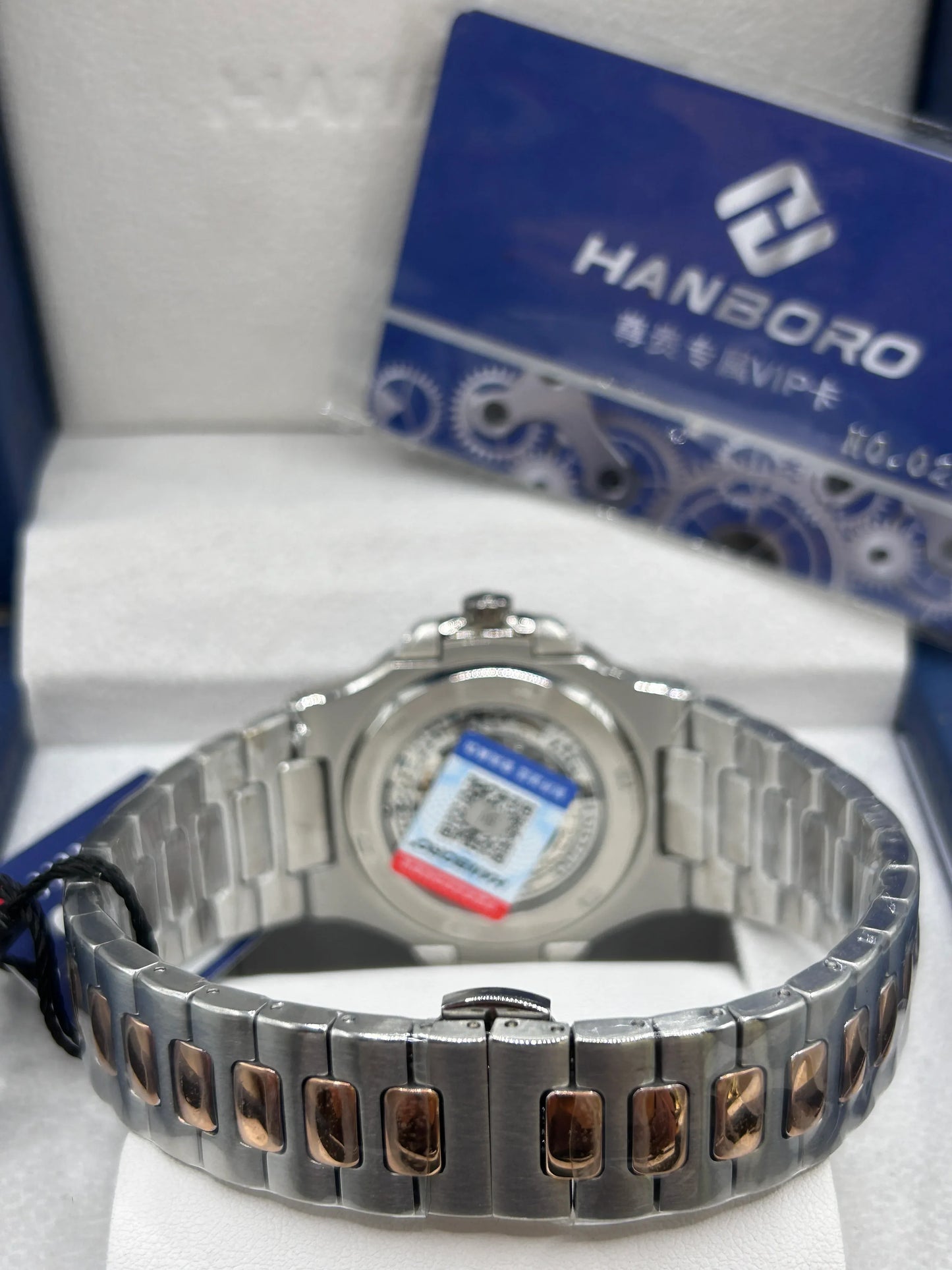 Hanboro Blue Dial Two Tone Automatic Watch
