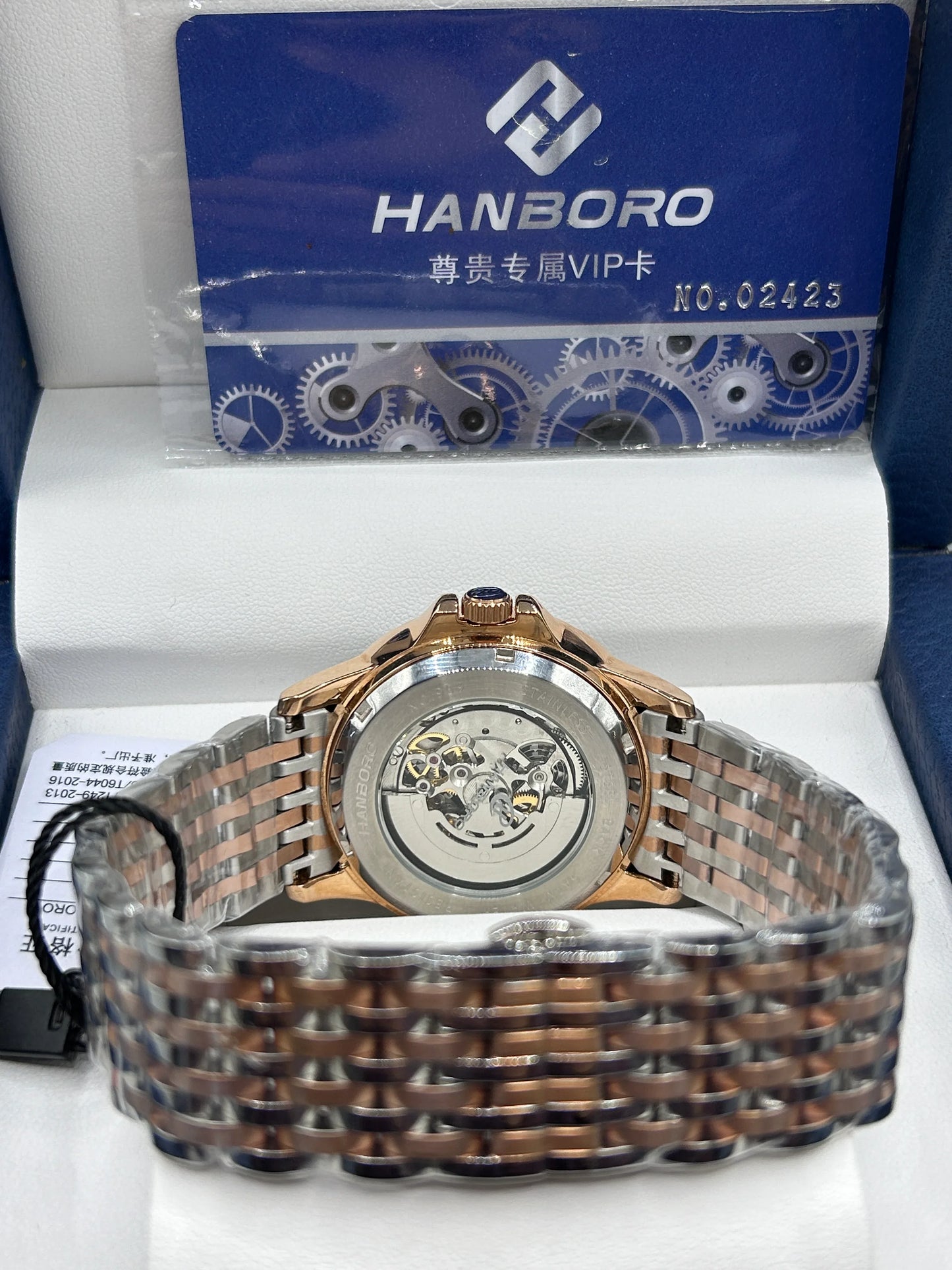 Hanboro Two Tone Black Dial Automatic Watch