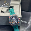 Richard Mille Grey Case Green Strap Skeleton Watch