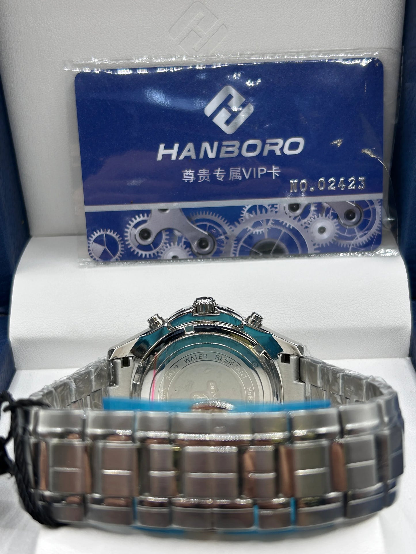 Hanboro White Dial Stainless Steel Chronograph Watch
