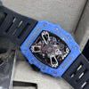 Richard Mille Blue Case Black Strap Skeleton Watch
