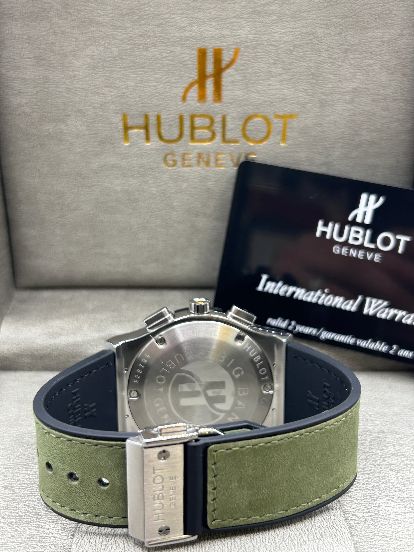 Hublot Big Bang Grey Dial Green Strap Watch