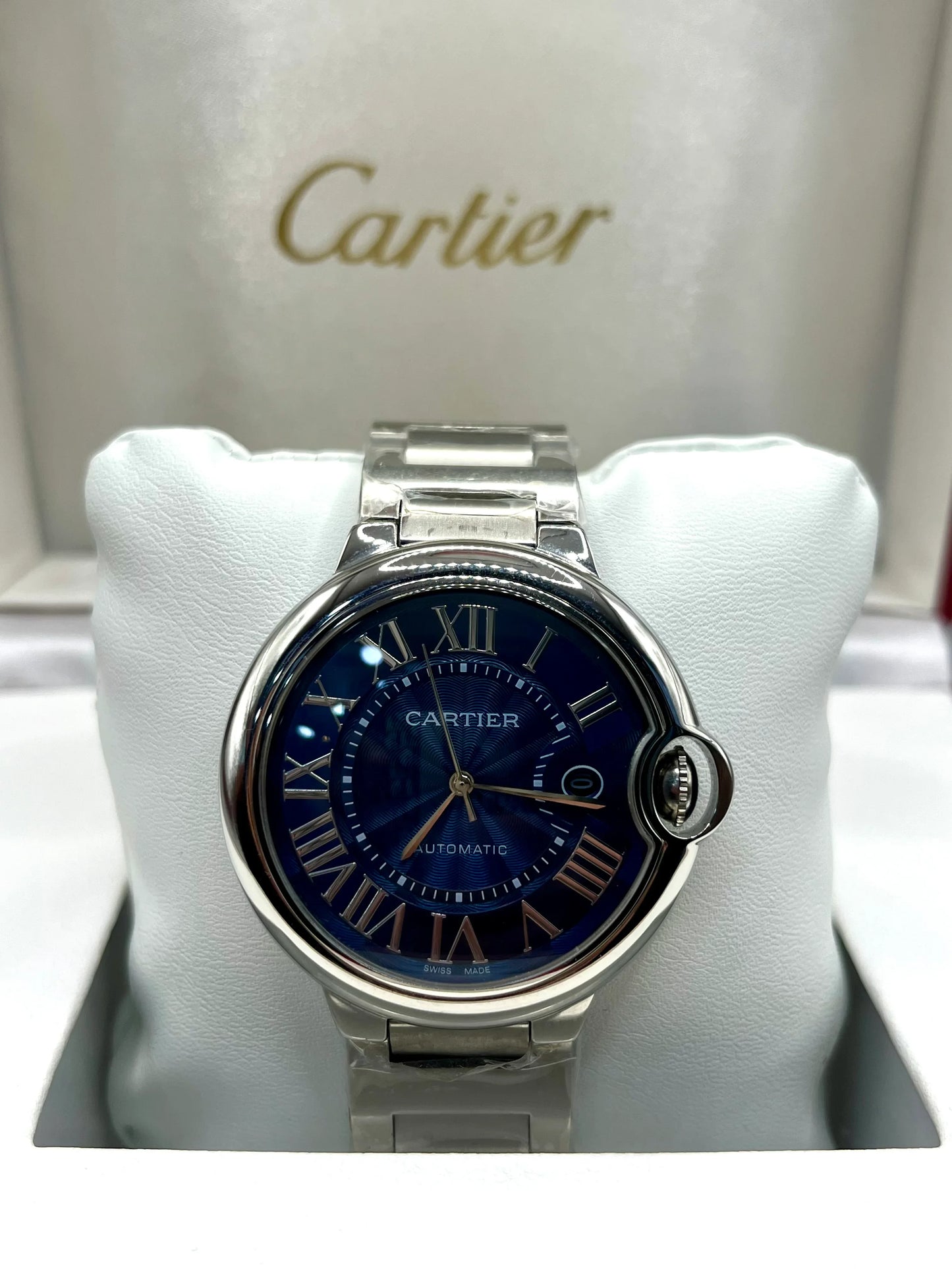 Cartier Ballon Bleu Blue Dial Stainless Steel Watch