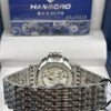 Hanboro Black Skeleton Dial Stainless Steel Watch
