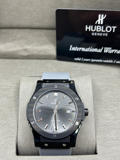 Hublot Big Bang Grey Dial Black Strap Watch