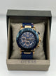 Guess Blue Dial Gold Accent Chronograph Watch