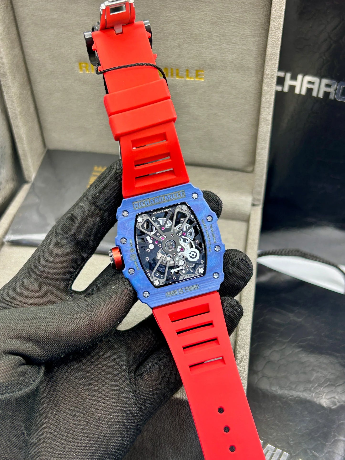 Richard Mille Red and Blue Skeleton Watch