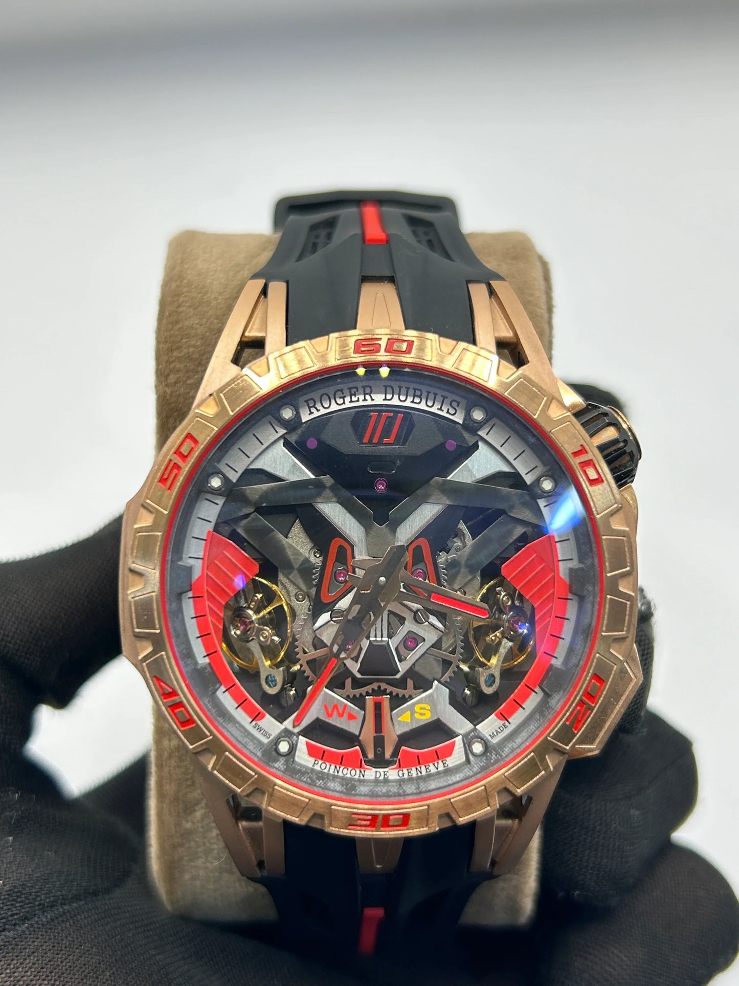 Roger Dubuis Excalibur Spider Chronograph Rose Gold Red Watch