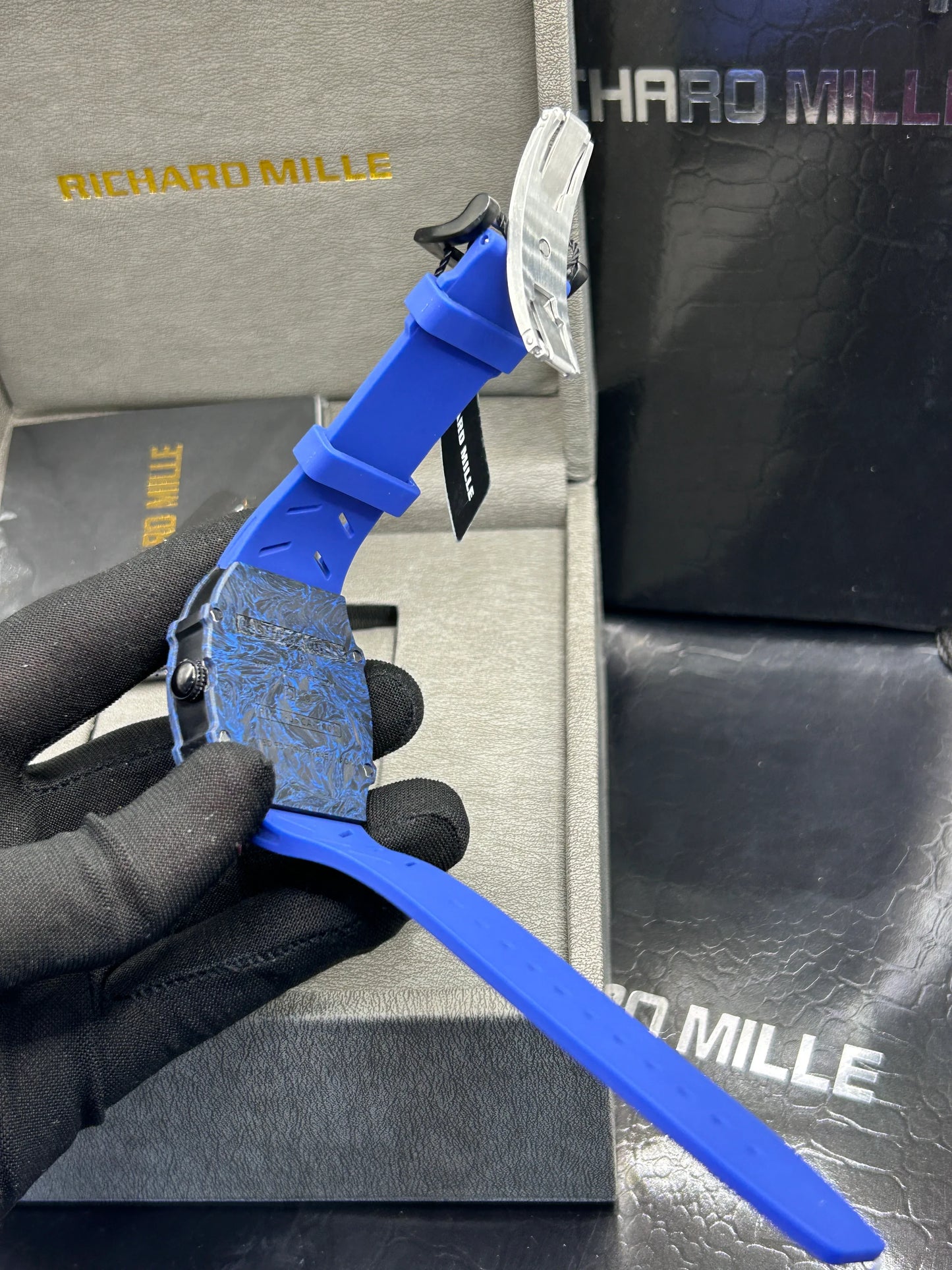 Richard Mille Blue Strap Chronograph Skeleton Watch