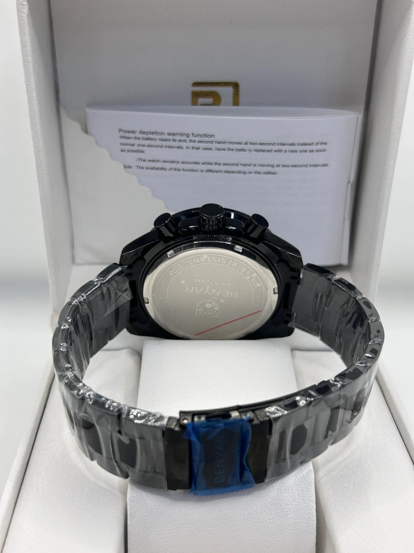 Reward Black Skeleton Dial Black Stainless Steel Quartz Watch