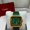Cartier Santos Watch Green Dial Green Leather Strap (Copy)
