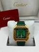 Cartier Santos Watch Green Dial Green Leather Strap (Copy)