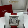 Cartier Santos Watch Silver Dial Red Leather Strap (Copy)
