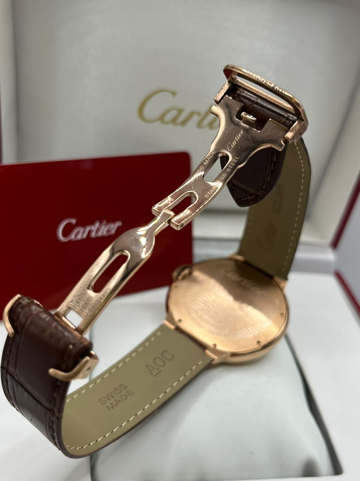 Cartier Ballon Bleu automatique cuir  Watch Cream Dial Dark Brown Leather Strap (Copy)