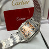 Cartier Santos Skeleton Watch Gold Skeleton Dial Silver Stainless Steel Bracelet (Copy)