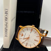 Emporio Armani Men's Rose Gold Watch with Brown Leather Strap (Copy)