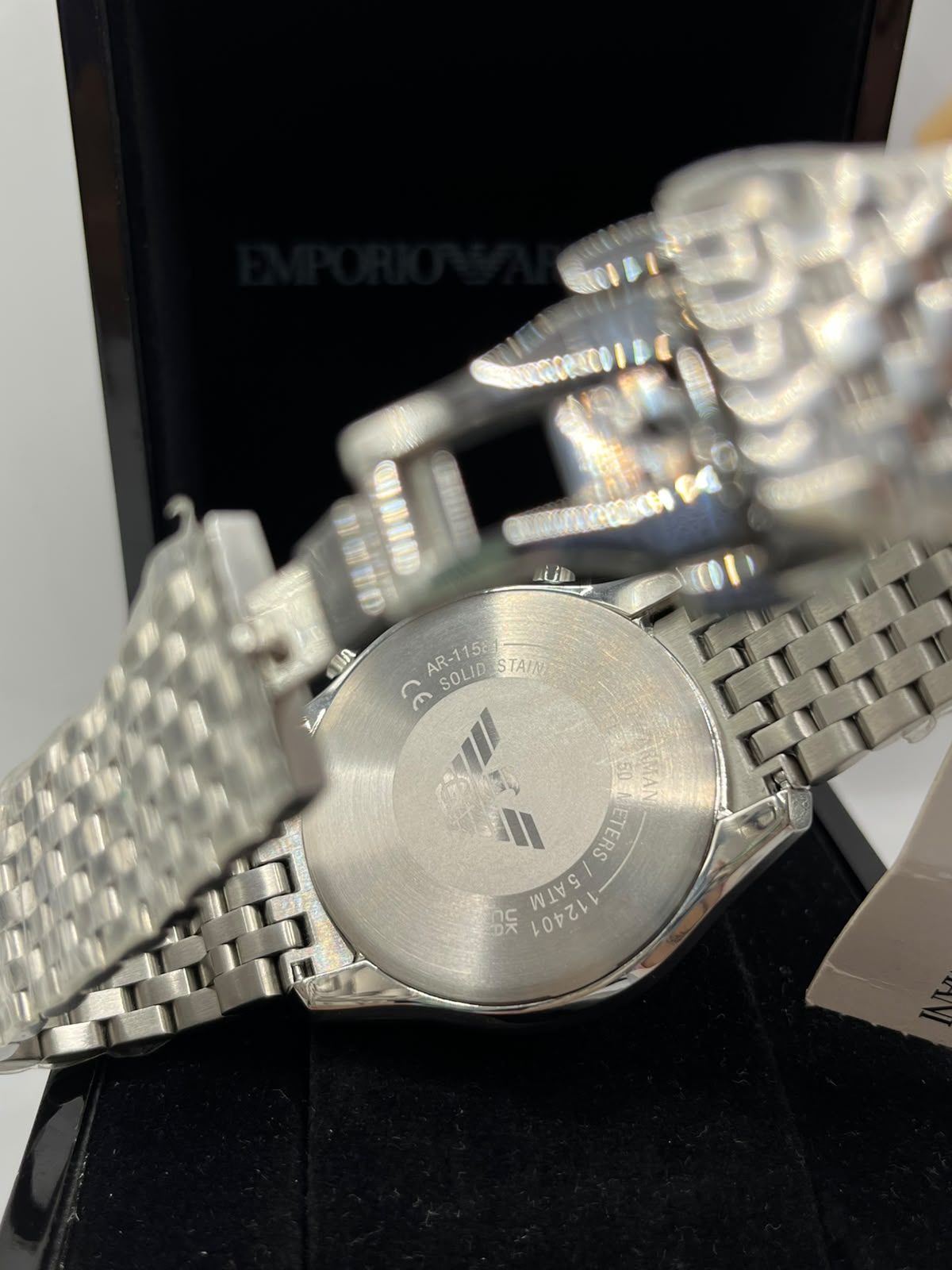 Emporio Armani Chronograph Watch Green Dial Silver Stainless Steel Bracelet (Copy)