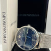 Emporio Armani Black Dial Silver Mesh Bracelet Watch (Copy)
