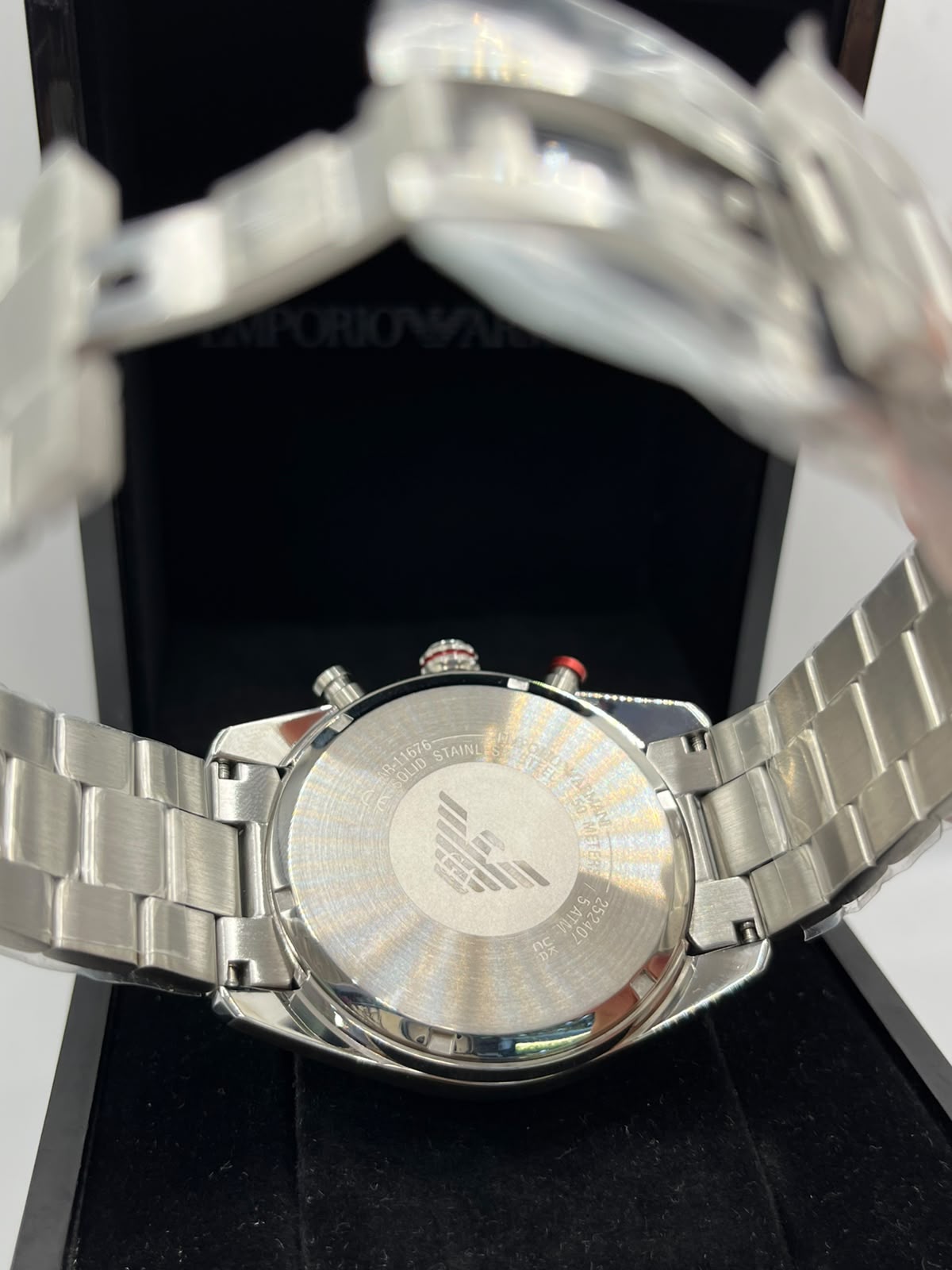 Emporio Armani Blue Dial Silver Steel Watch (Copy)
