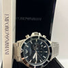 Emporio Armani Diver Chronograph Watch Black Dial Silver Stainless Steel Bracelet (Copy)