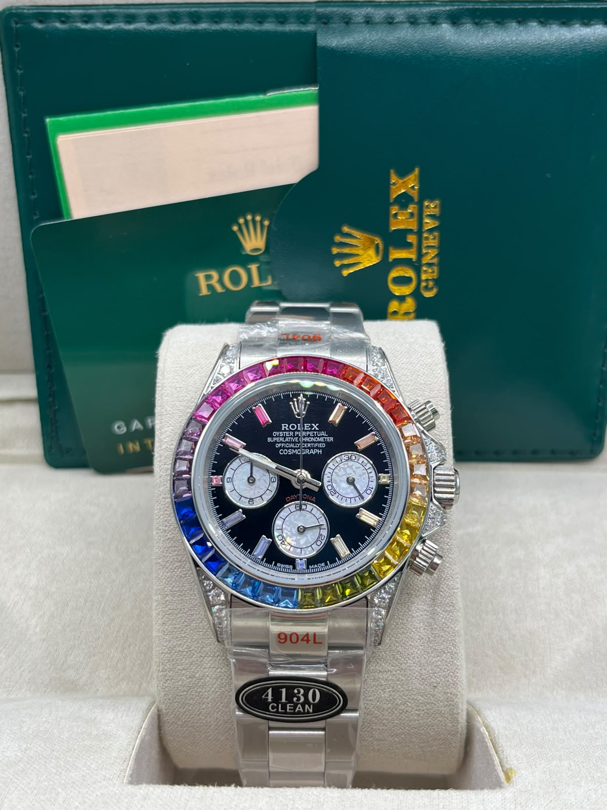 Rolex Day-Date 36 Slate Grey & Rainbow Gem-Set (Copy)