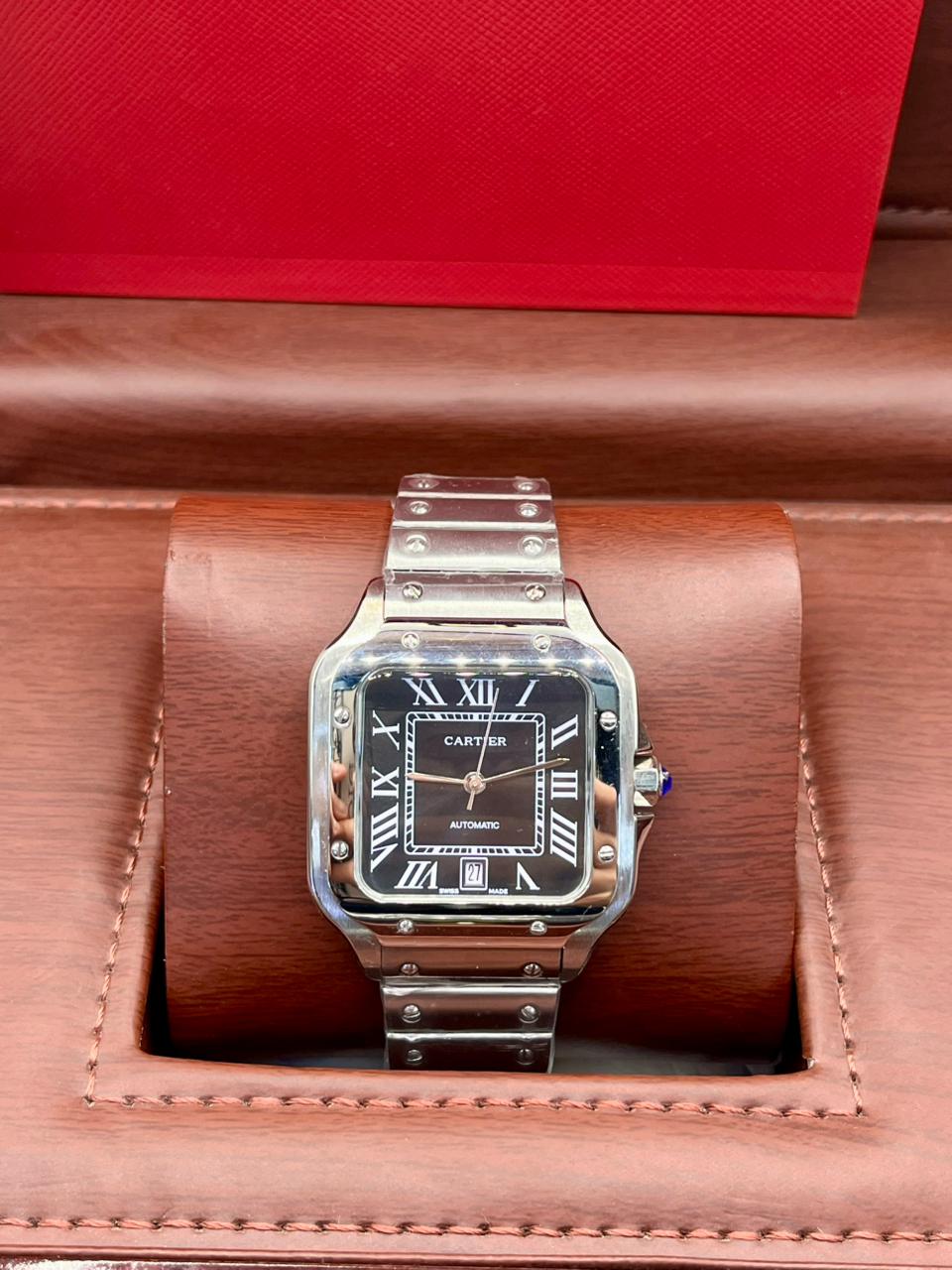 Cartier Square Steel Brown Dial Watch