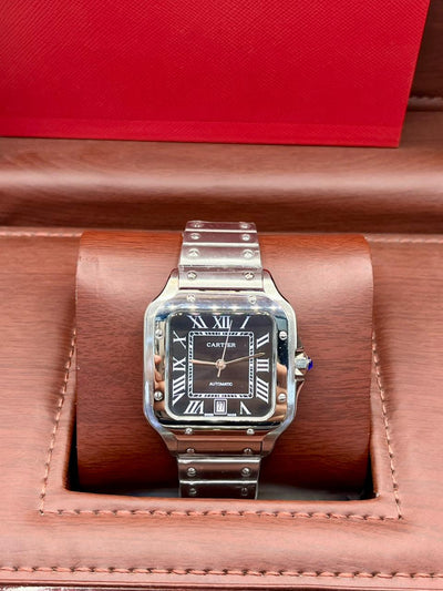 Cartier Square Steel Brown Dial Watch