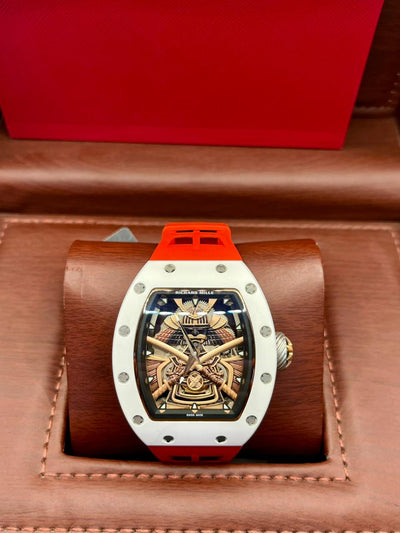 Skeleton Tonneau Gold Red Watch