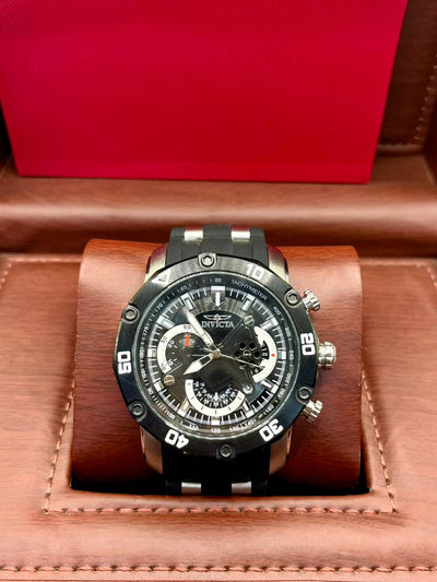 Invicta Skeleton Chronograph Black Sport Watch Original