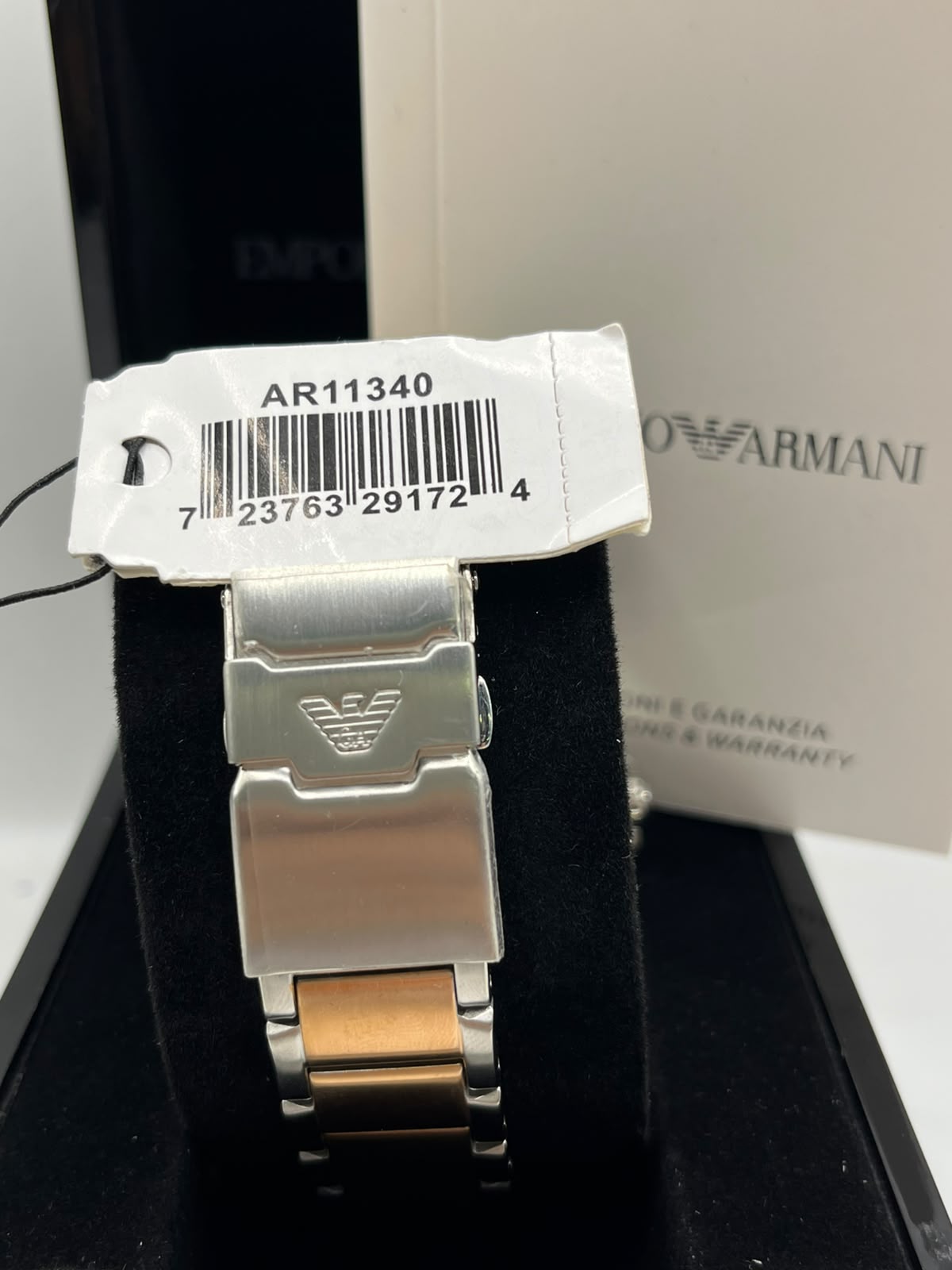 Emporio Armani Chronograph Watch Black Dial Two-Tone Gold & Silver Stainless Steel Bracelet (Copy)