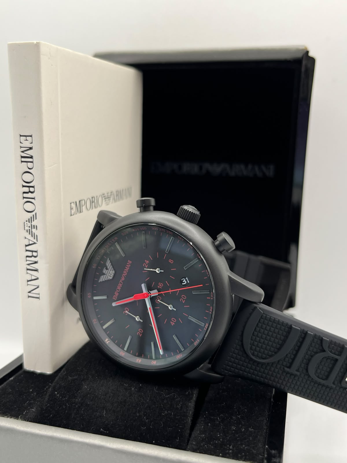 Emporio Armani Men's Black Watch with Red Accents (Copy)