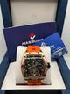 HANBORO Luxury Skeleton Automatic Watch Silver Tonneau Case with Orange Rubber Strap(ORIGINAL)