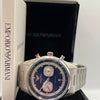 Emporio Armani Blue Dial Silver Steel Watch (Copy)