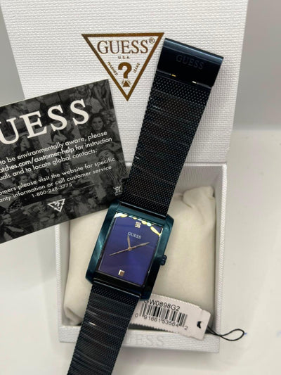 Guess Dress Watch Blue Dial Black Stainless Steel Mesh Bracelet (Copy)