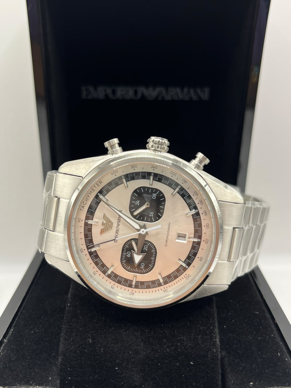 Emporio Armani Chronograph Watch Silver Dial Silver Stainless Steel Bracelet (Copy)