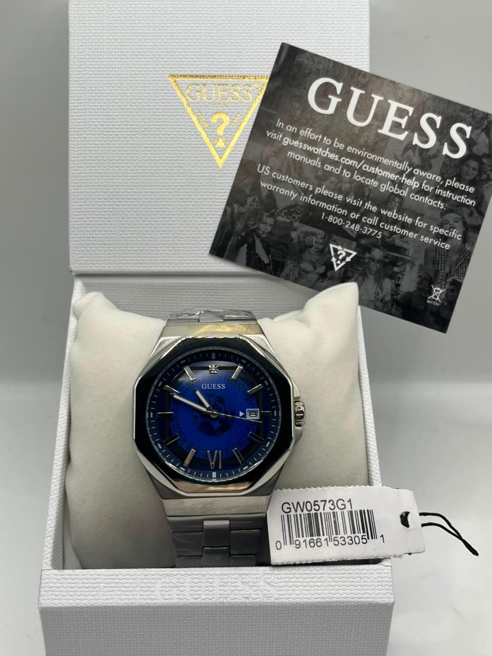 Guess Quartz Watch Blue Dial Silver Stainless Steel Bracelet (Copy)