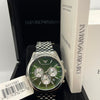 Emporio Armani Chronograph Watch Green Dial Silver Stainless Steel Bracelet (Copy)