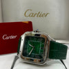Cartier Santos Watch Green Dial Silver Stainless Steel Bracelet (Copy)